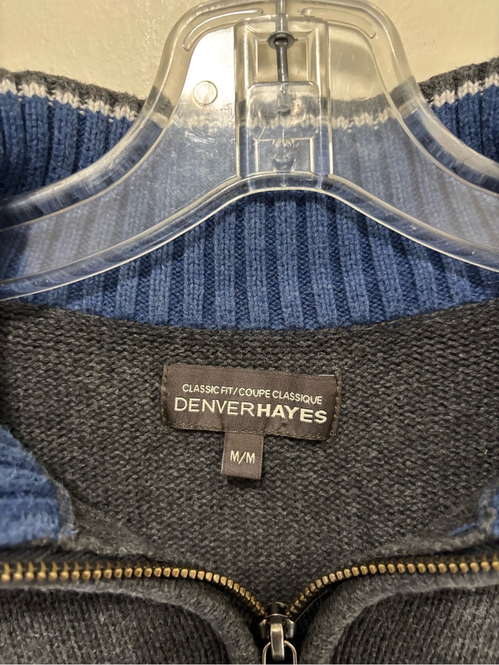 Denver Hayes Classic Fit Quarter-Zip Mock Neck Sweater Medium - Picture 3 of 3
